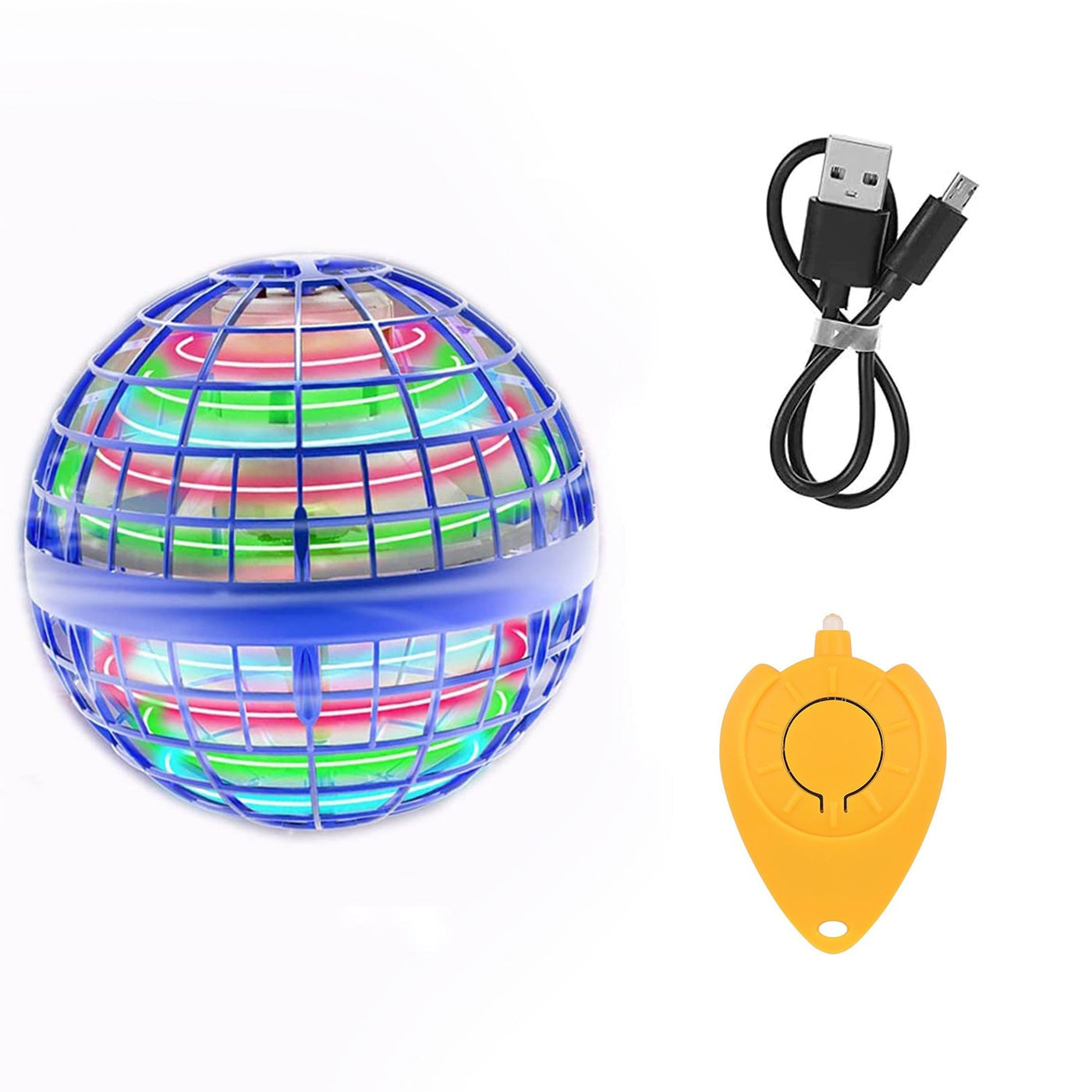 Tech Swadeshi USB Rechargeable Fly Orb with RGB Lights & 360° Spinner