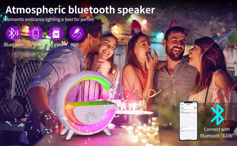 Tech Swadeshi Wireless Charging Atmosphere G-Lamp with Bluetooth Speaker