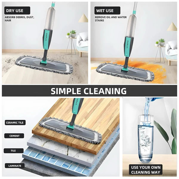 Tech Swadeshi 360° Handle Spray Mop with Wet & Dry Microfiber