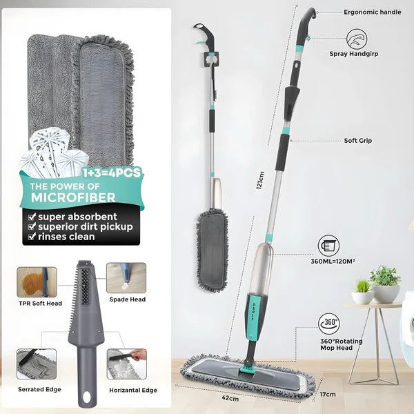 Tech Swadeshi 360° Handle Spray Mop with Wet & Dry Microfiber