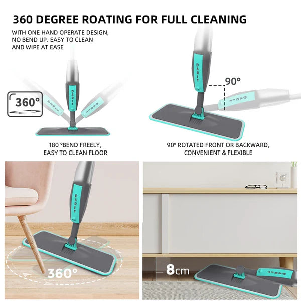 360 Handle Spray Mop With Wet & Dry Microfiber Floor Spray