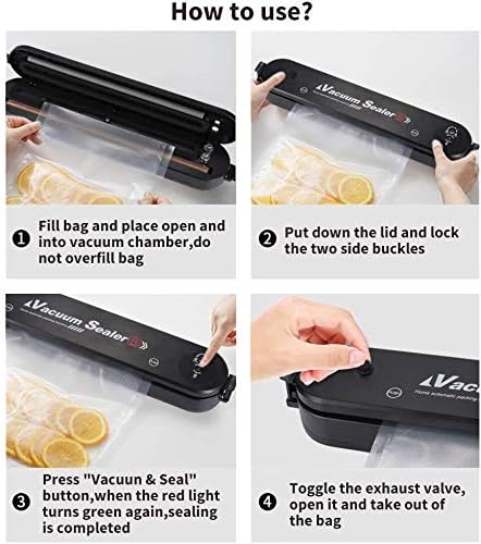 Vacuum Sealer, Hands-Free Vacuum Sealer for Food Preservation, Smart Food Sealer with One-Touch Operation( 10+ Free Vacuum Bags )